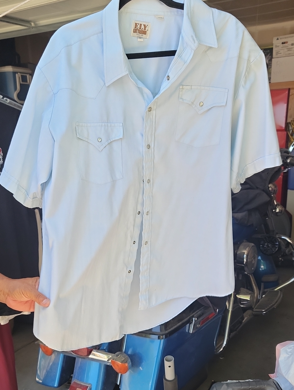 Ely Cattleman Light Blue Short-Sleeve Western Snap Shirt